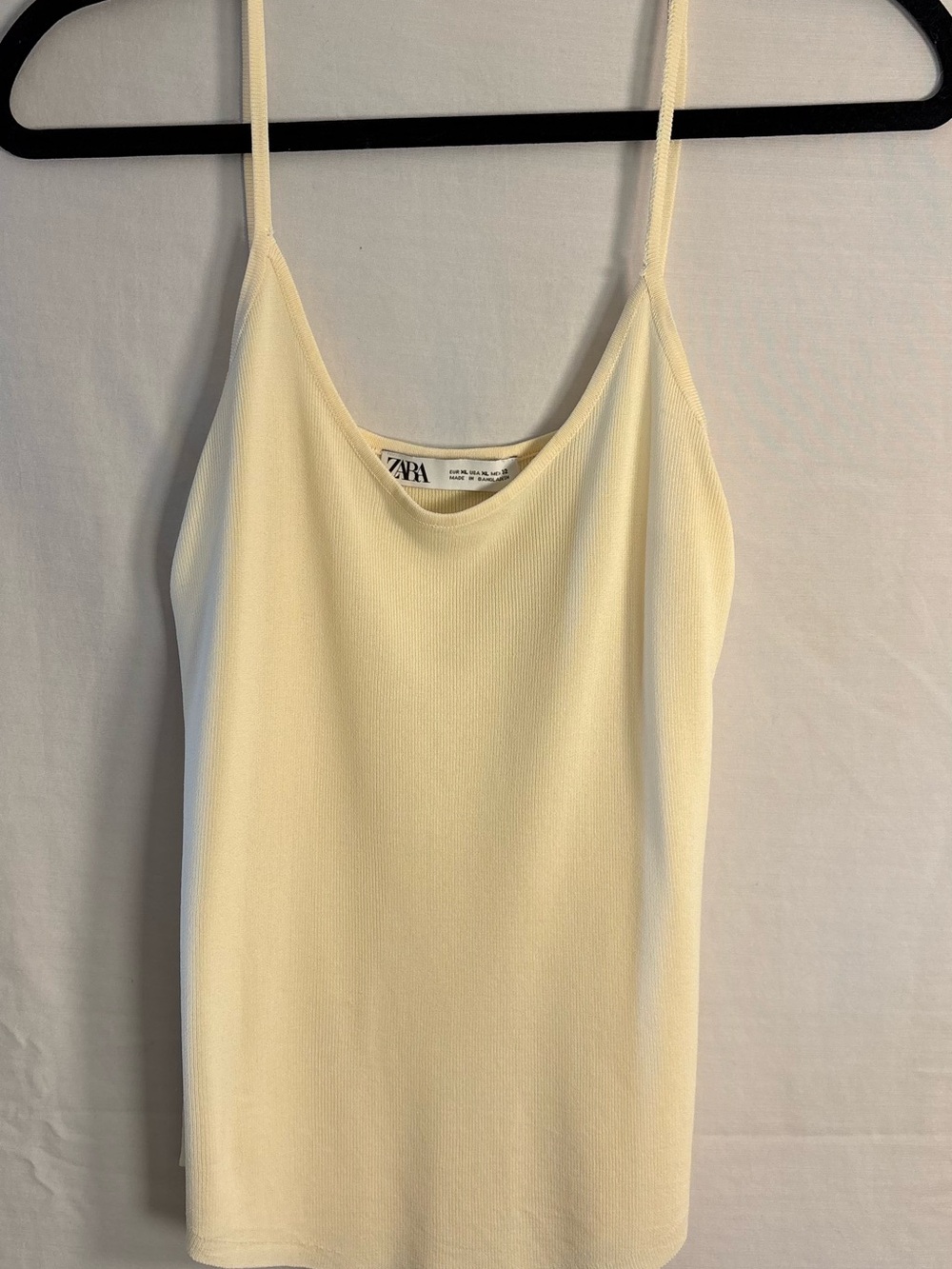Zara Pale Cream Ribbed Spaghetti Strap Camisole